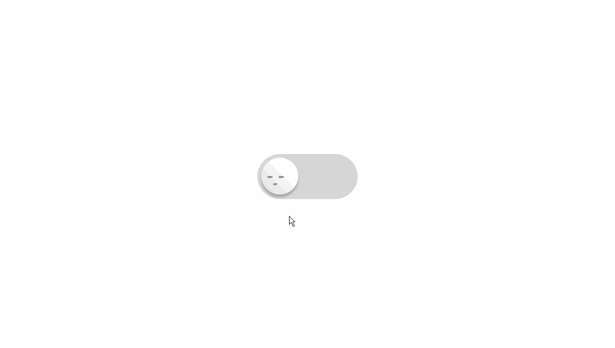 An animated illustration of a toggle switch with a face on it, toggling between happy and sad emotions.
